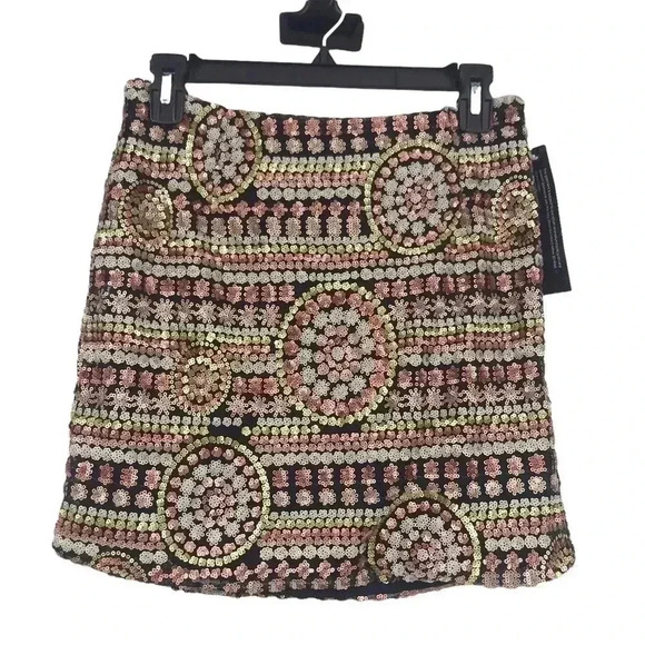 WYLDR SKIRT WOMENS MEDIUM KEEP IT TOGETHER SEQUIN MULTI COLORED MINI FESTIVAL - Picture 1 of 16